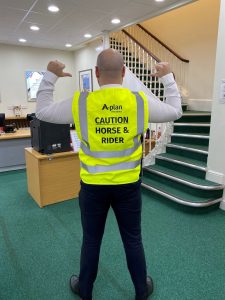 The branch getting into the spirit of the giveaway 225x300 - A-Plan protecting horse and rider with offer of free hi-vis jacket