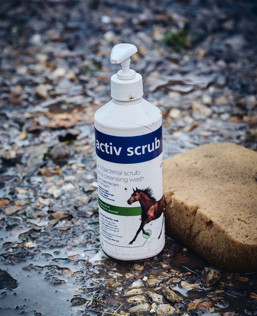 Wash any areas affected by mud fever using a cleansing wash that has antibacterial properties. 833x1024 - A Muddy Problem